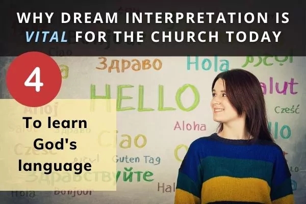 Picture of girl in fron of board with lots of different lanuages, and text: To learn God's language