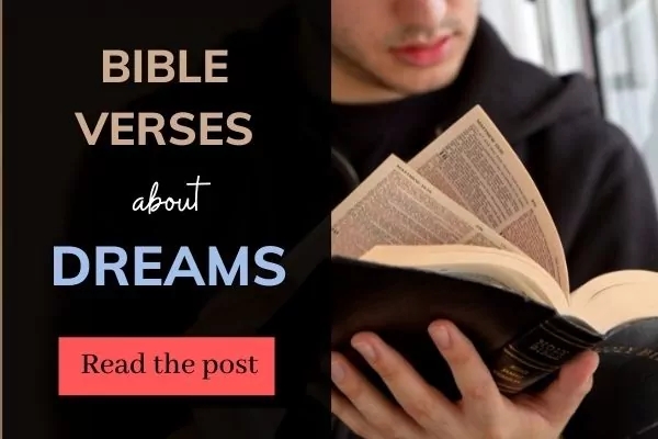 Picture of man reading through a black bible with text: bible verses about dreams; read the post